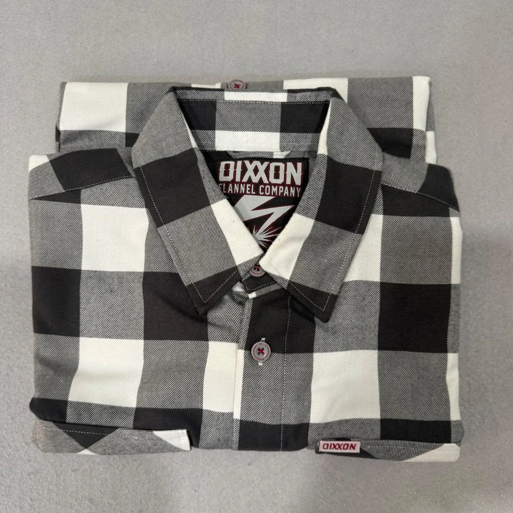 Dixxon Flannel Company Pinnacle Shirt Mens LT Black White Buffalo Check Custom